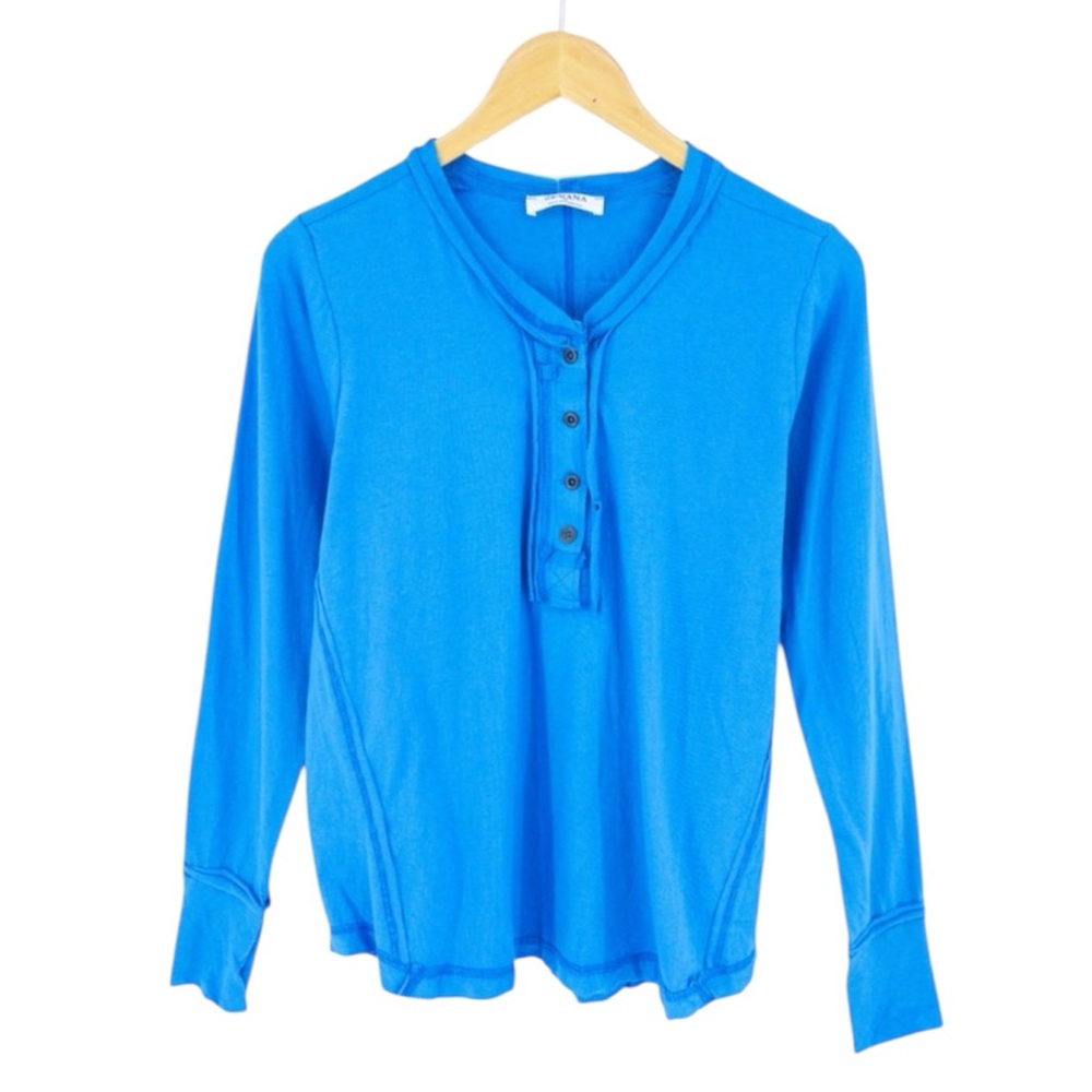 Zenana Deep Blue Long Sleeve Henley Shirt